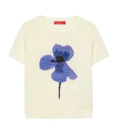 Max & Co . Embroidered Iris Sweater In White