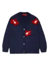 Max & Co Embroidered Knitted Cardigan In Blue