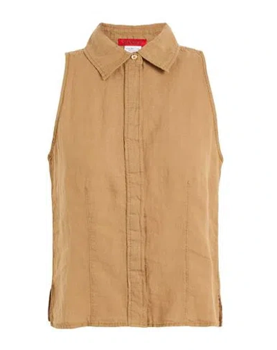 Max & Co . Epoca Woman Shirt Sand Size 2 Linen In Brown
