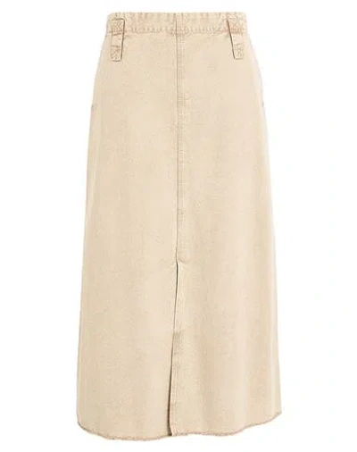 Max & Co . Estasi Woman Midi Skirt Sand Size 10 Cotton In Beige