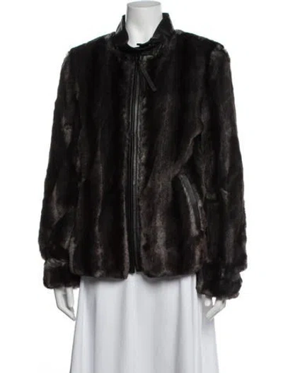 Pre-owned Max & Co Faux Fur Faux Fur Jacket In Black