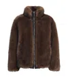 Max & Co Faux Fur Reversible Coat In Brown
