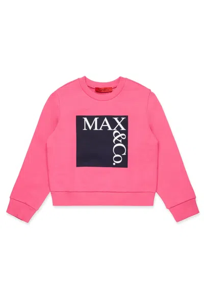 Max & Co Kids' Branded Crew-neck Sweatshirt In Pink