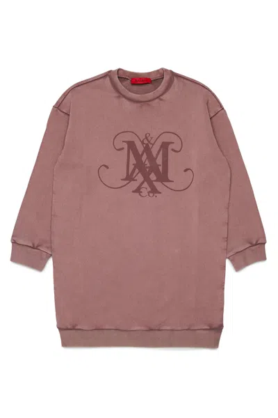 Max & Co Kids' Fleece Dress With Logo In Pink