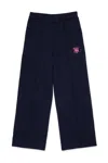 Max & Co Fleece Straight Pants With Ribbing In Blue