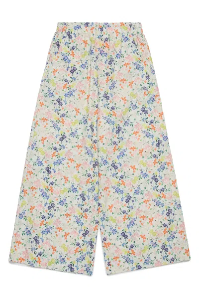 Max & Co Kids' Floral Allover Poplin Wide Pants In White