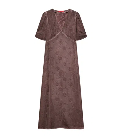 Max & Co . Floral Jacquard Midi Dress In Brown