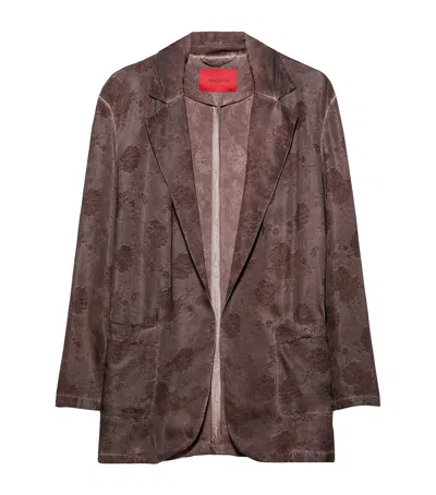 Max & Co . Floral Jacquard Open Blazer In Brown
