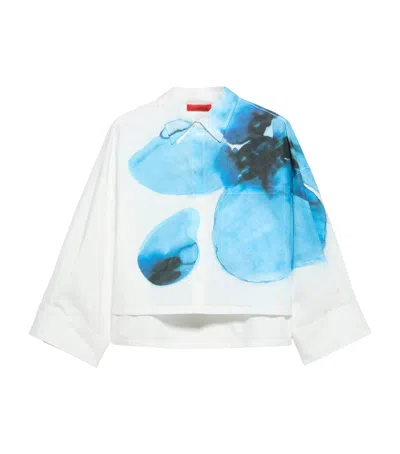 Max & Co . Floral Print Cropped Shirt In White