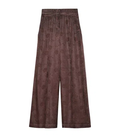 Max & Co . Floral Wide-leg Trousers In Brown