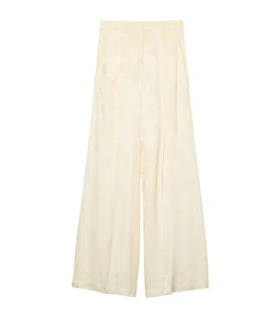 Max & Co . Floral Wide-leg Trousers In Yellow