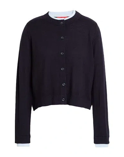 Max & Co . Foce Woman Cardigan Midnight Blue Size S Virgin Wool In Black