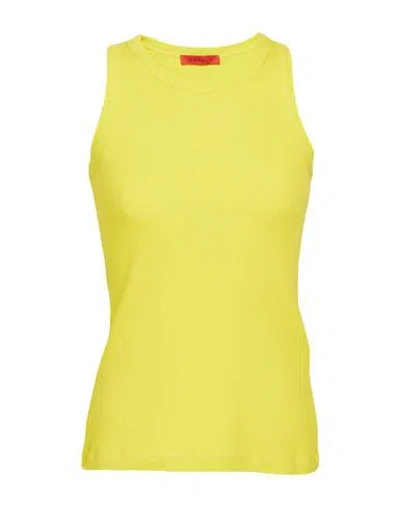 Max & Co . Fragola Woman Tank Top Acid Green Size Xl Cotton In Yellow