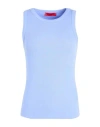 Max & Co . Fragola Woman Tank Top Light Blue Size L Cotton, Elastane