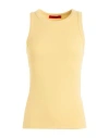 Max & Co . Fragola Woman Tank Top Pastel Yellow Size Xl Cotton, Elastane