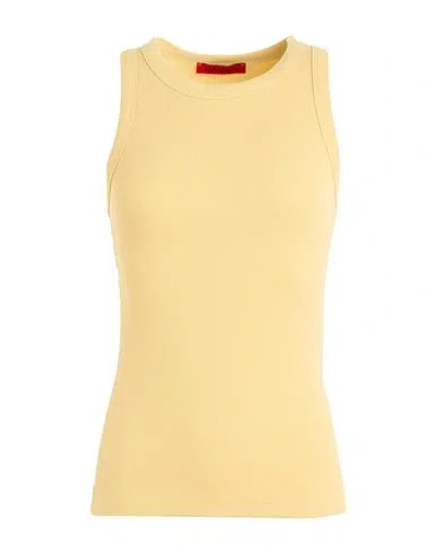 Max & Co . Fragola Woman Tank Top Pastel Yellow Size Xl Cotton, Elastane In Yellow