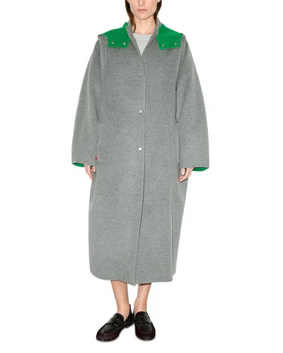 Max & Co . Fresco Double Woven Wool Long Coat In Gray