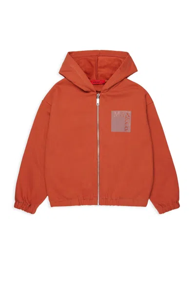 Max & Co Kids' Full-zip Sweatshirt With Logo In Brown