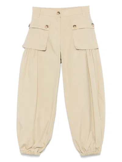 Max & Co Kids' Gathered-detail Trousers In Beige