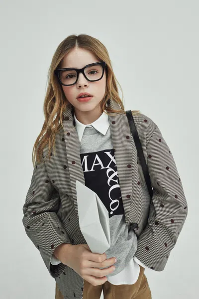 Max & Co Kids' Houndstooth Polka Dot Blazer Jacket In Multi