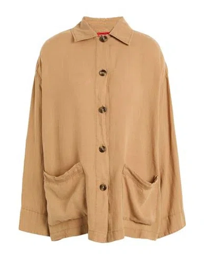 Max & Co . Giga Woman Shirt Sand Size 2 Linen In Brown