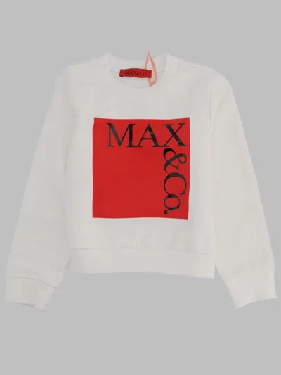 Max & Co . Girls 100% Cotton Sweatshirt In White