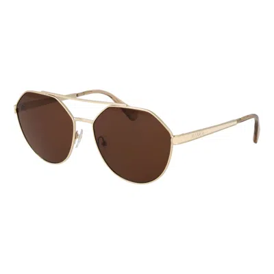 Max & Co Gold Metal Sunglasses In Brown