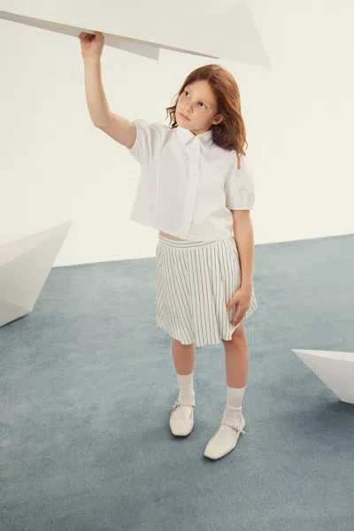 Max & Co Kids' Striped Skirt With Logo In White
