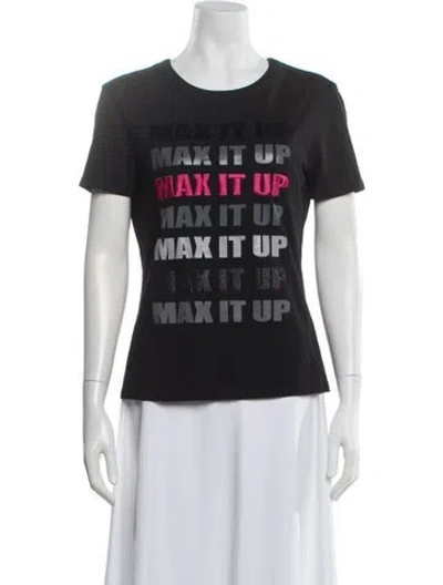 Pre-owned Max & Co Graphic Print Crew Neck T-shirt In Black