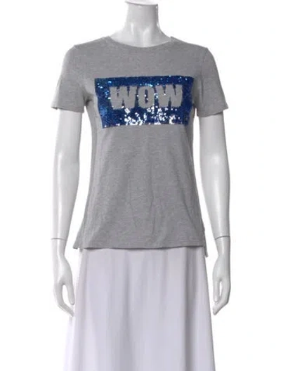 Pre-owned Max & Co Graphic Print Crew Neck T-shirt In Gray