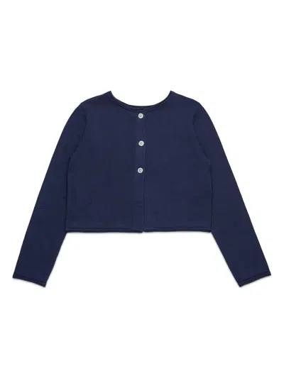 Max & Co Kids' Heart-embroidered Cardigan In Blue
