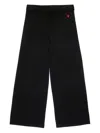 Max & Co Heart-embroidered Wide-leg Trousrers In Black