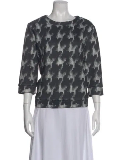 Pre-owned Max & Co Houndstooth Print Crew Neck Top In Gray