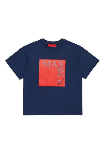 Max & Co Kids' Icona T-shirt With Logo In Blue