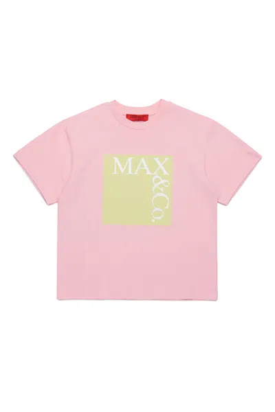 Max & Co Kids' Icona T-shirt With Logo In Pink