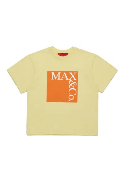 Max & Co Kids' Icona T-shirt With Logo In Yellow