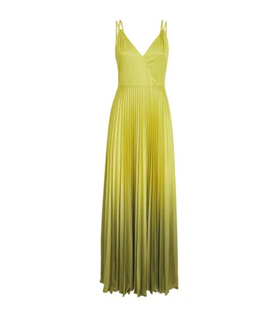 Max & Co Jersey Pleated Maxi Dress In Green