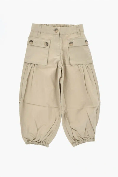 Max & Co. Kid Cotton Cargo Pants With Tone-on-tone Logo