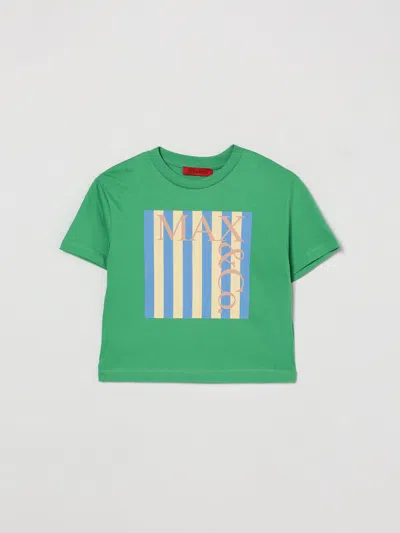 Max & Co. Kid Cotton T-shirt With Logo In Green