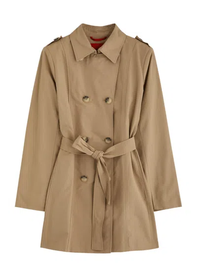 Max & Co Max&co Kids Belted Cotton-blend Trench Coat In Beige