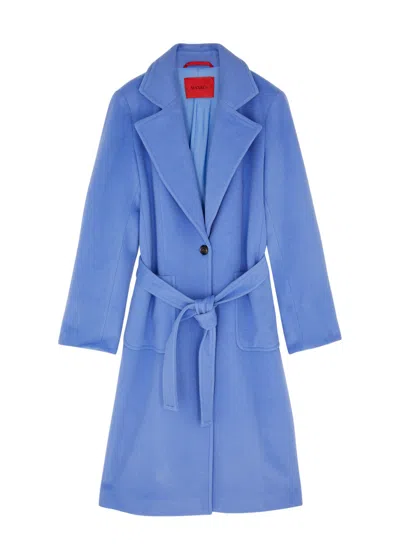 Max & Co Max&co Kids Belted Wool Coat In Blue