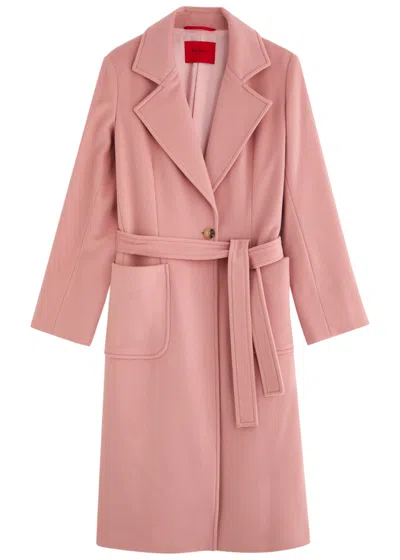 Max & Co Max&co Kids Belted Wool Coat In Pink