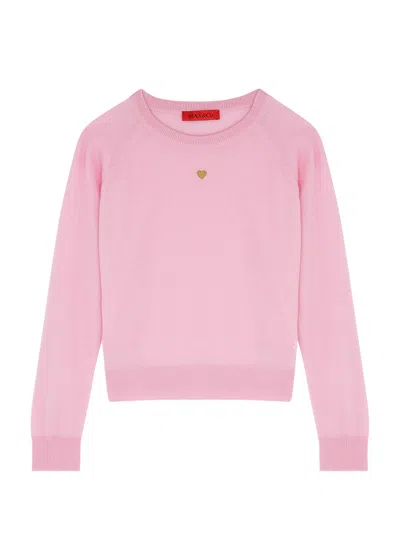 Max & Co Max&co Kids Heart-embroidered Wool Jumper In Pink