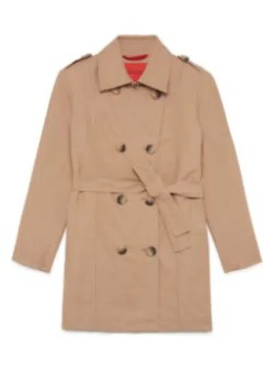 Max & Co Kids' Belted Double-breasted Coat In Neutrals