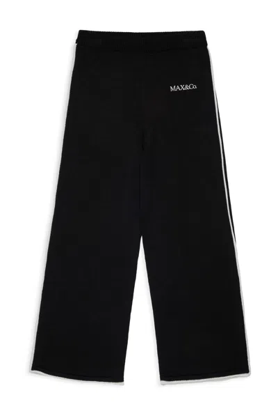 Max & Co Kids' Knit Pants With Logo In Black