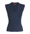 Max & Co Knitted Cut-out Top In Blue