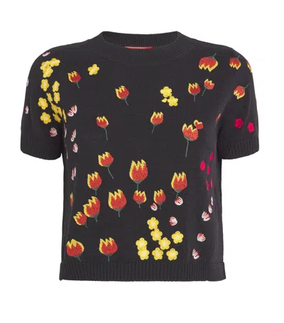 Max & Co Knitted Embroidered T-shirt In Black