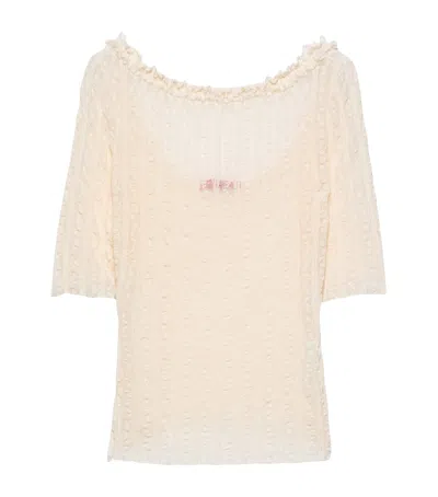 Max & Co . Lace Ruffled Top In Neutral
