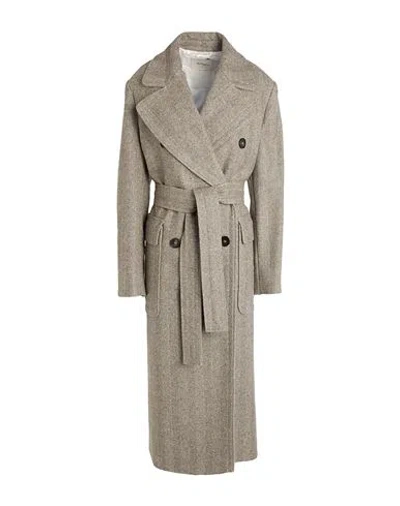 Max & Co . Lambro Woman Coat Taupe Size 6 Virgin Wool, Polyamide In Grey