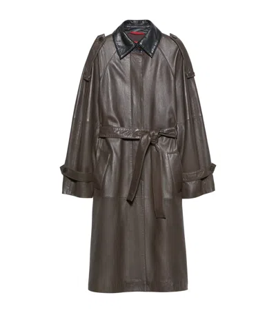Max & Co . Lambskin Trench Coat In Brown